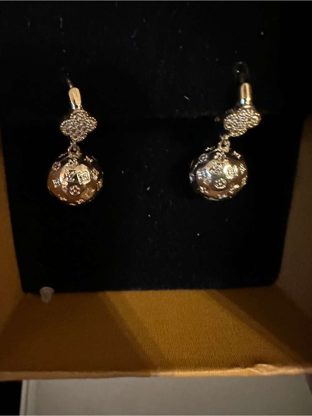 Elegant Gold-Tone Floral Drop Earrings